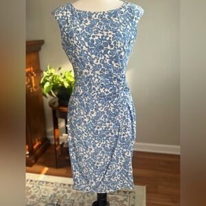 Chaps Blue and White Sheath Dress
